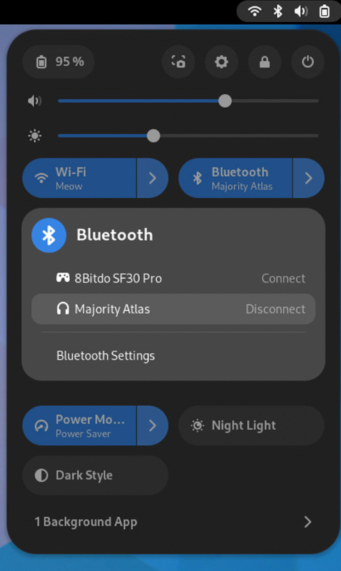 gnome 44 quick settings