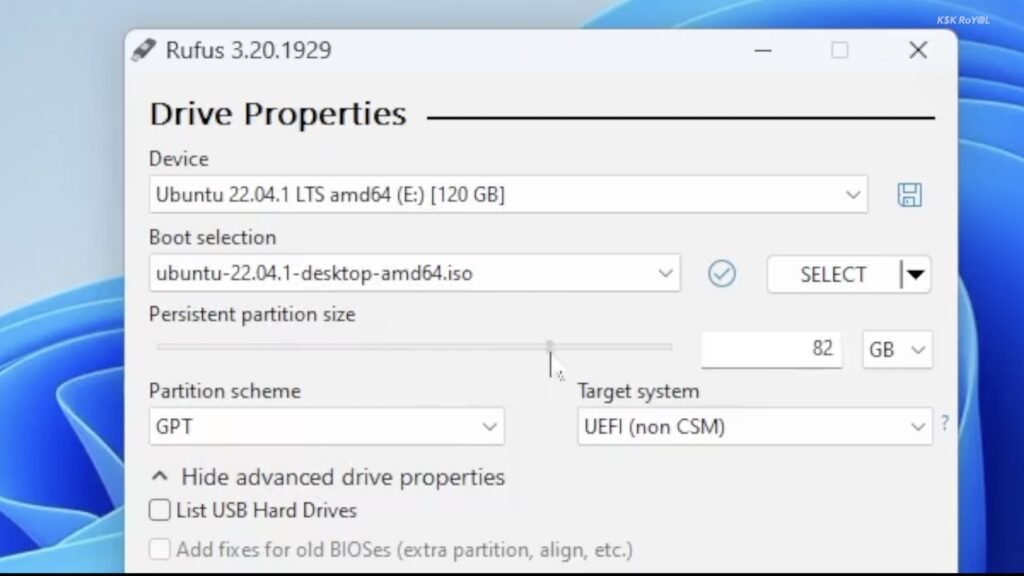 Run ubuntu  from USB